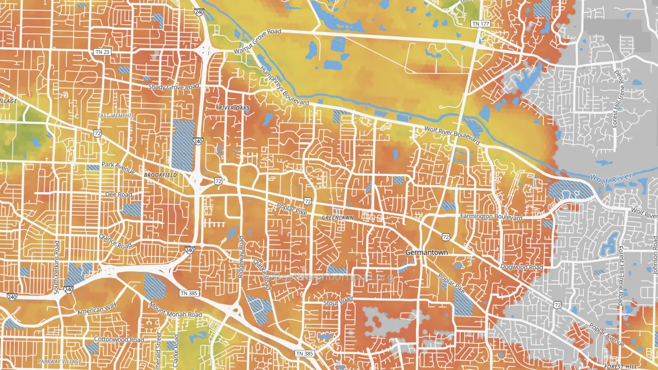 Bike Grade map of River Oaks, Memphis, TN