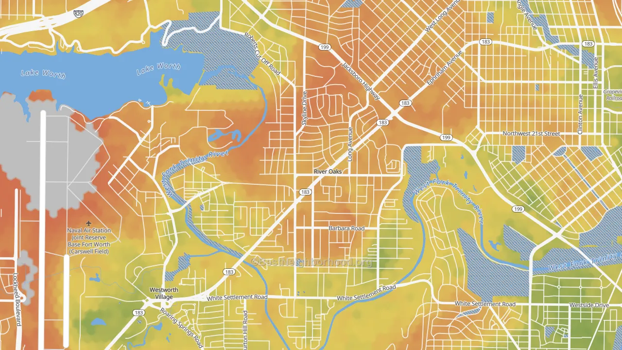 Bike Grade map of River Oaks, TX