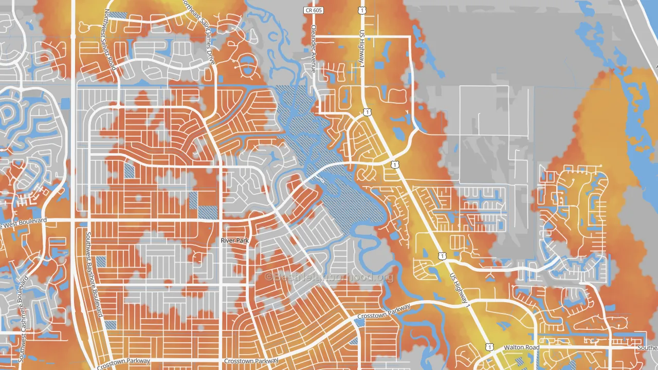 Bike Grade map of River Park, Port St. Lucie, FL