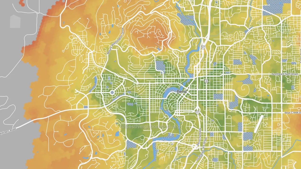 Bike Grade map of River West, Bend, OR
