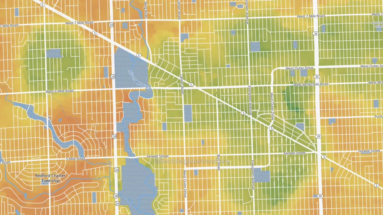 Bike Grade map of Riverdale, Detroit, MI