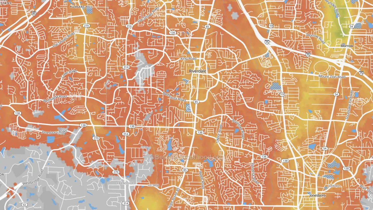 Bike Grade map of Riverdale, GA
