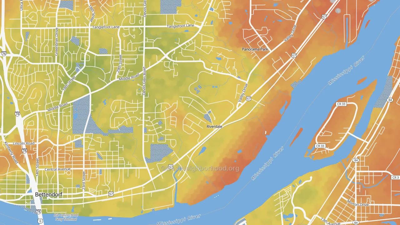 Bike Grade map of Riverdale, IA
