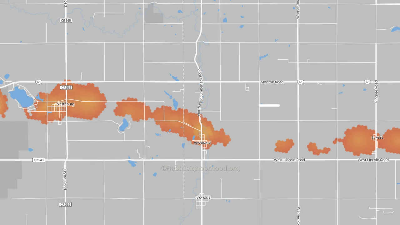 Bike Grade map of Riverdale, MI