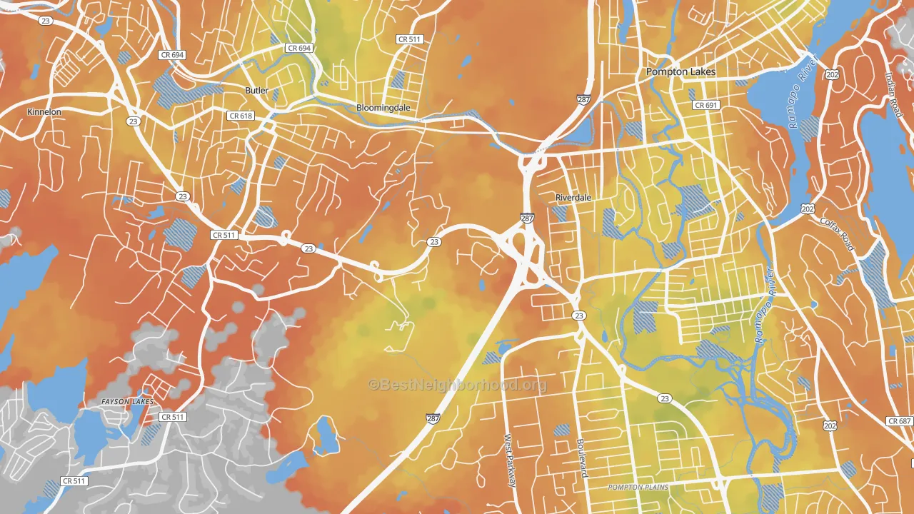 Bike Grade map of Riverdale, NJ