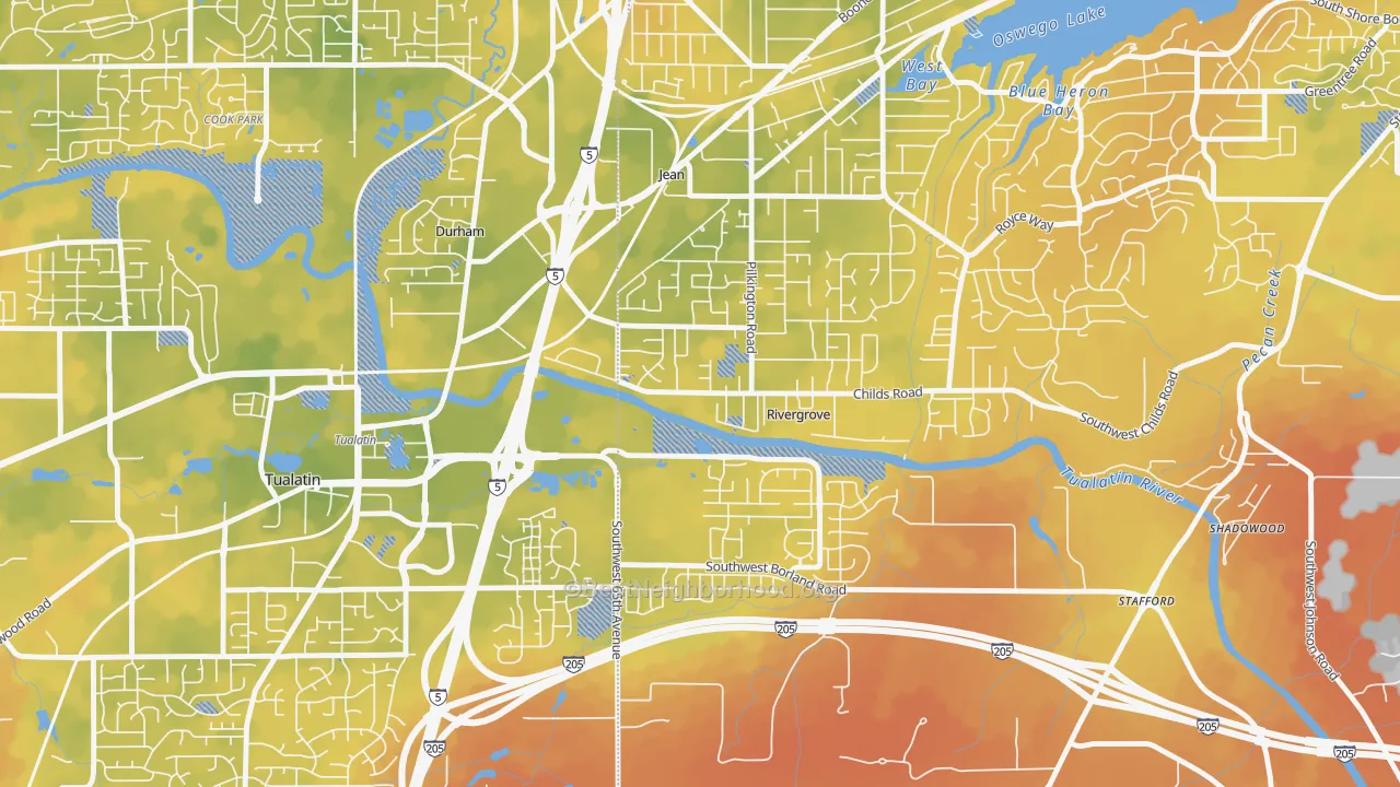 Bike Grade map of Rivergrove, OR