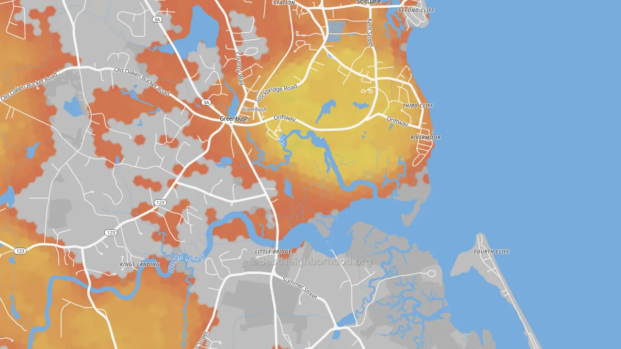 Bike Grade map of Rivermoor, MA