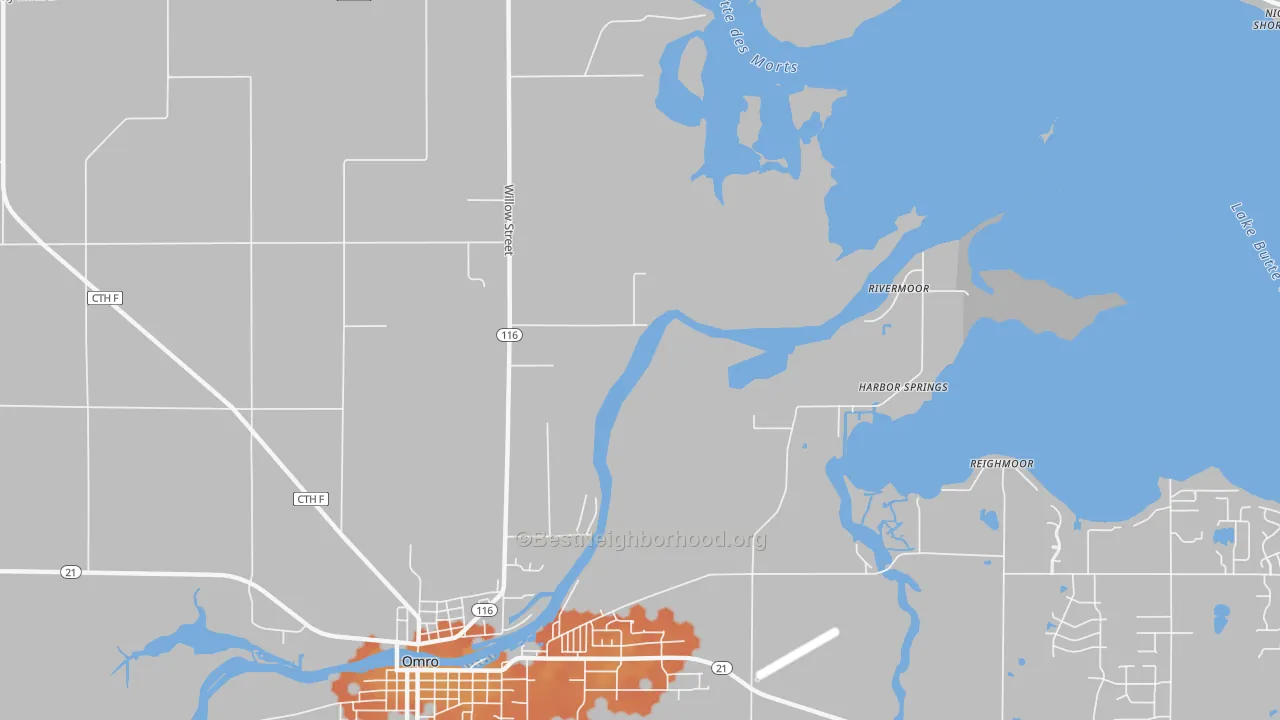 Bike Grade map of Rivermoor, WI