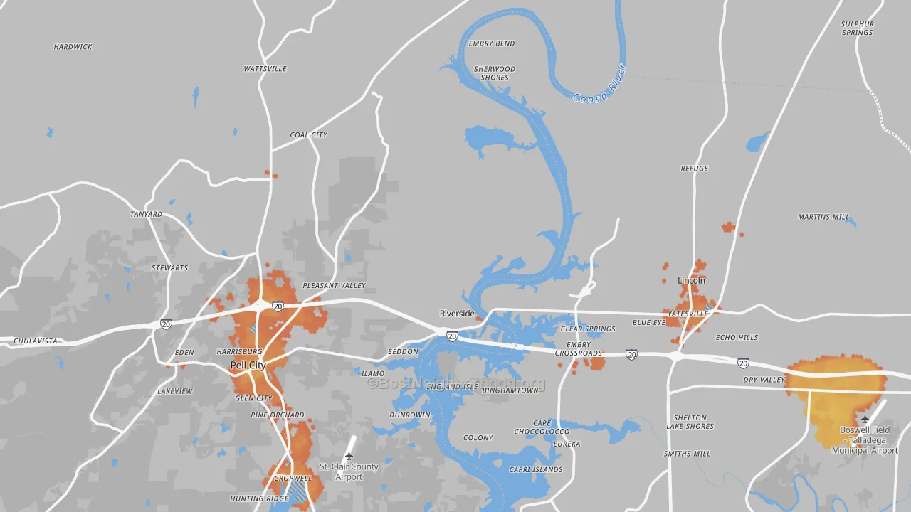Bike Grade map of Riverside, AL