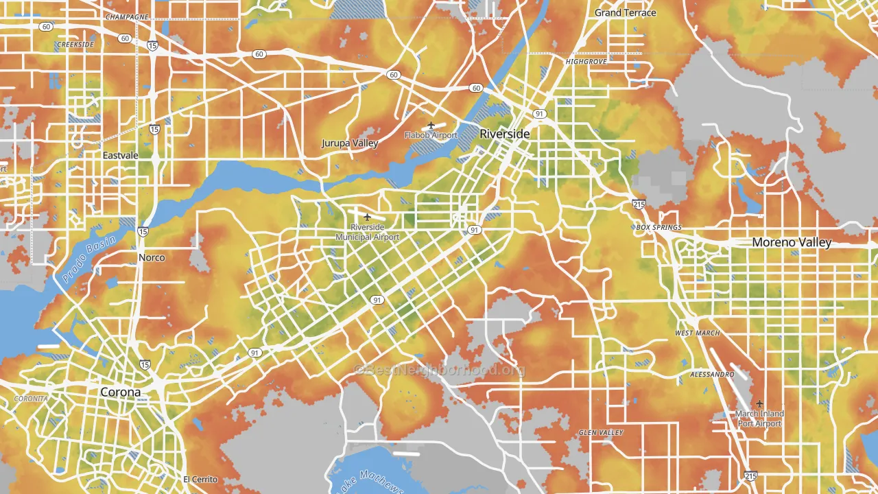 Bike Grade map of Riverside, CA