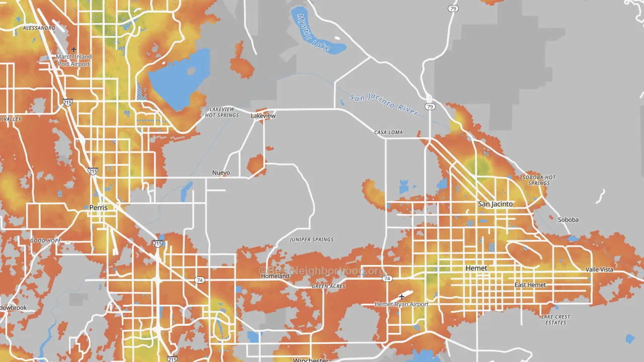 Bike Grade map of Riverside County, CA