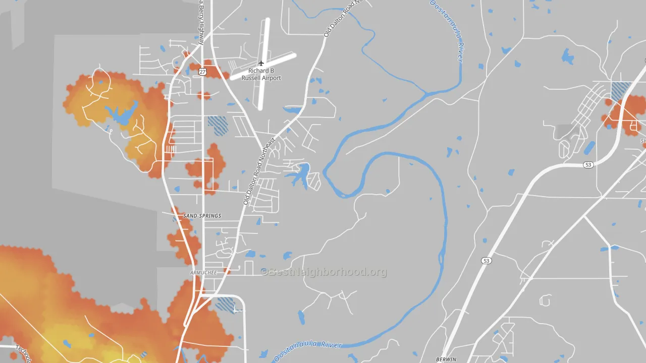 Bike Grade map of Riverside, GA