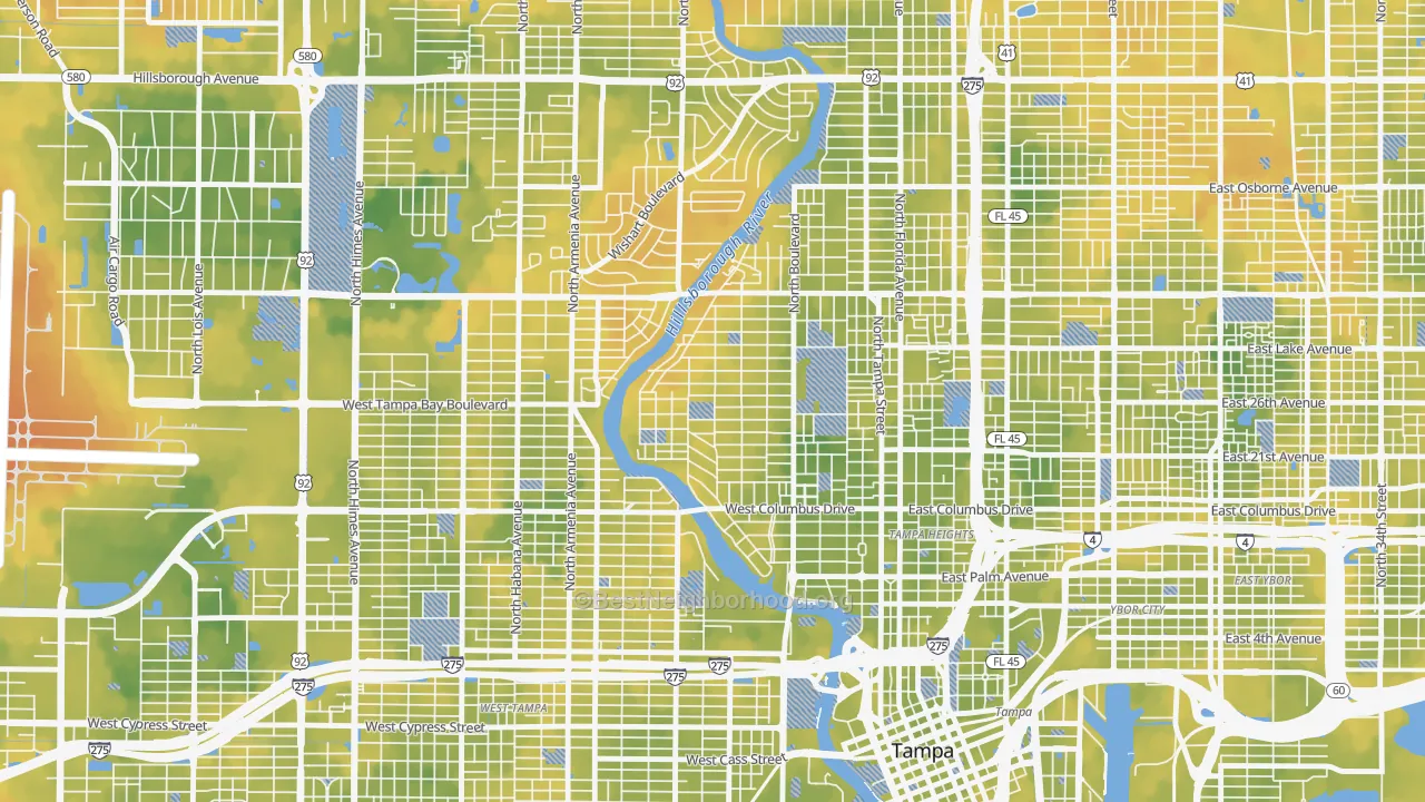 Bike Grade map of Riverside Heights, Tampa, FL