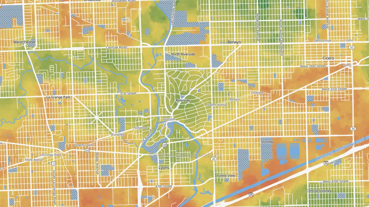 Bike Grade map of Riverside, IL