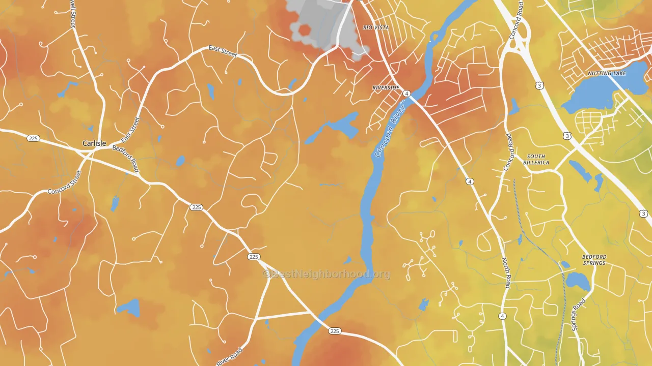 Bike Grade map of Riverside, MA