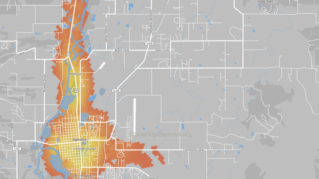 Bike Grade map of Riverside, MT