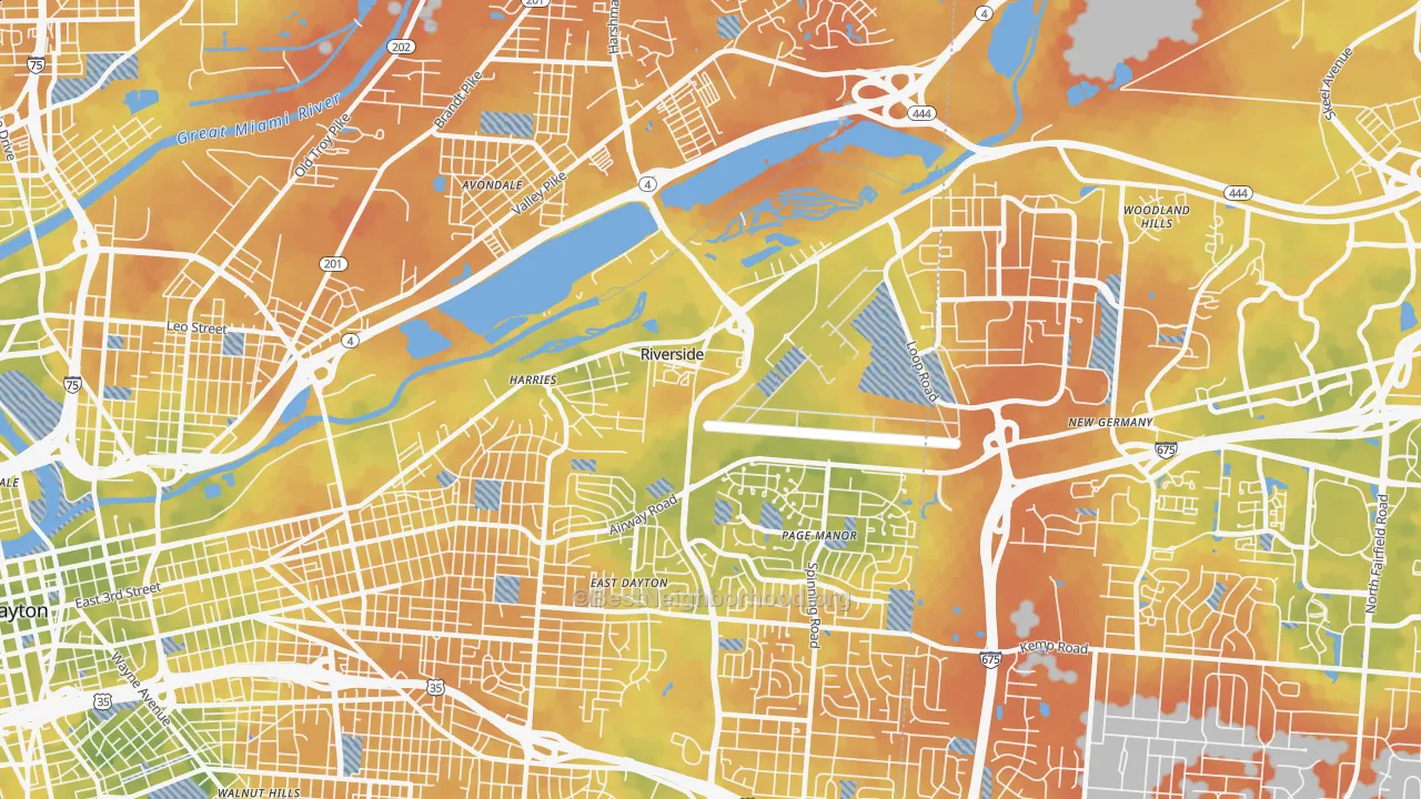 Bike Grade map of Riverside, OH