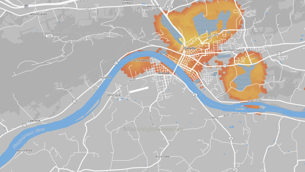 Bike Grade map of Riverside, PA