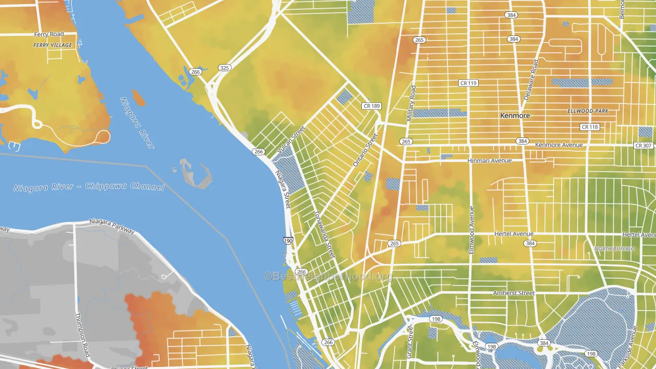 Bike Grade map of Riverside Park, Buffalo, NY