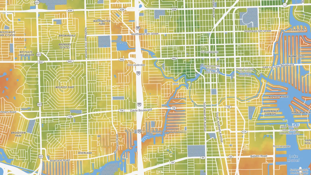Bike Grade map of Riverside Park, Fort Lauderdale, FL