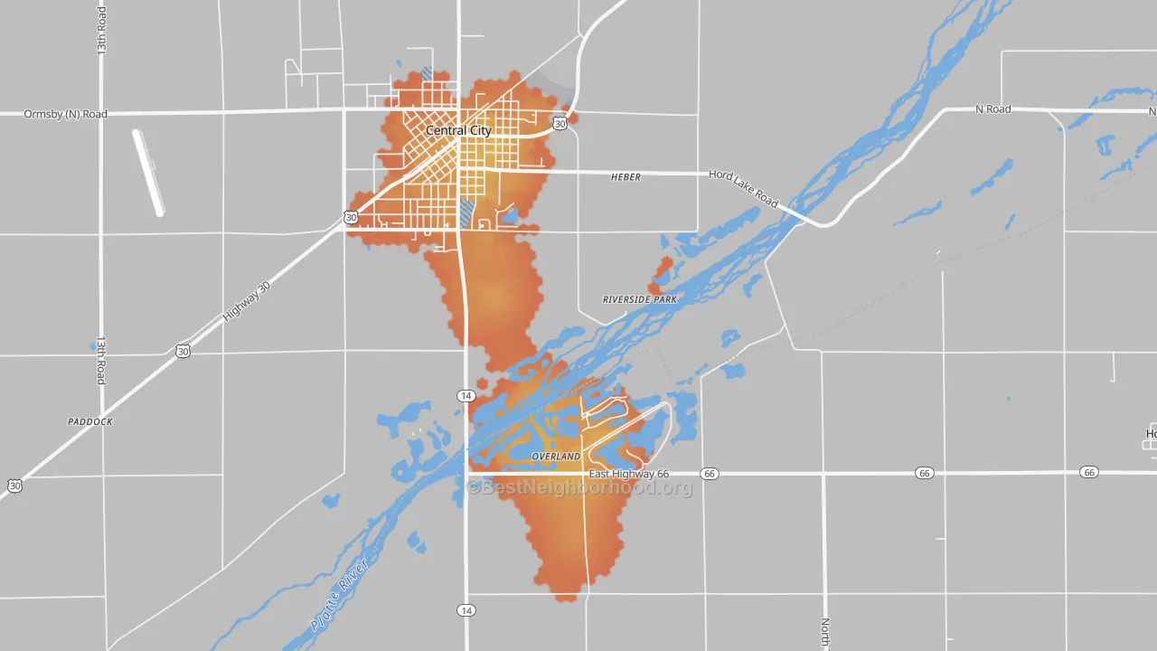 Bike Grade map of Riverside Park, NE