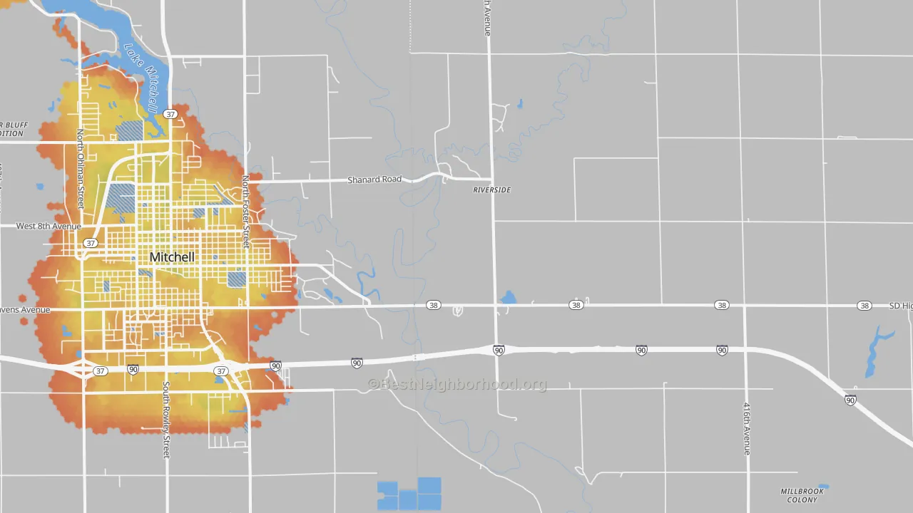 Bike Grade map of Riverside, SD