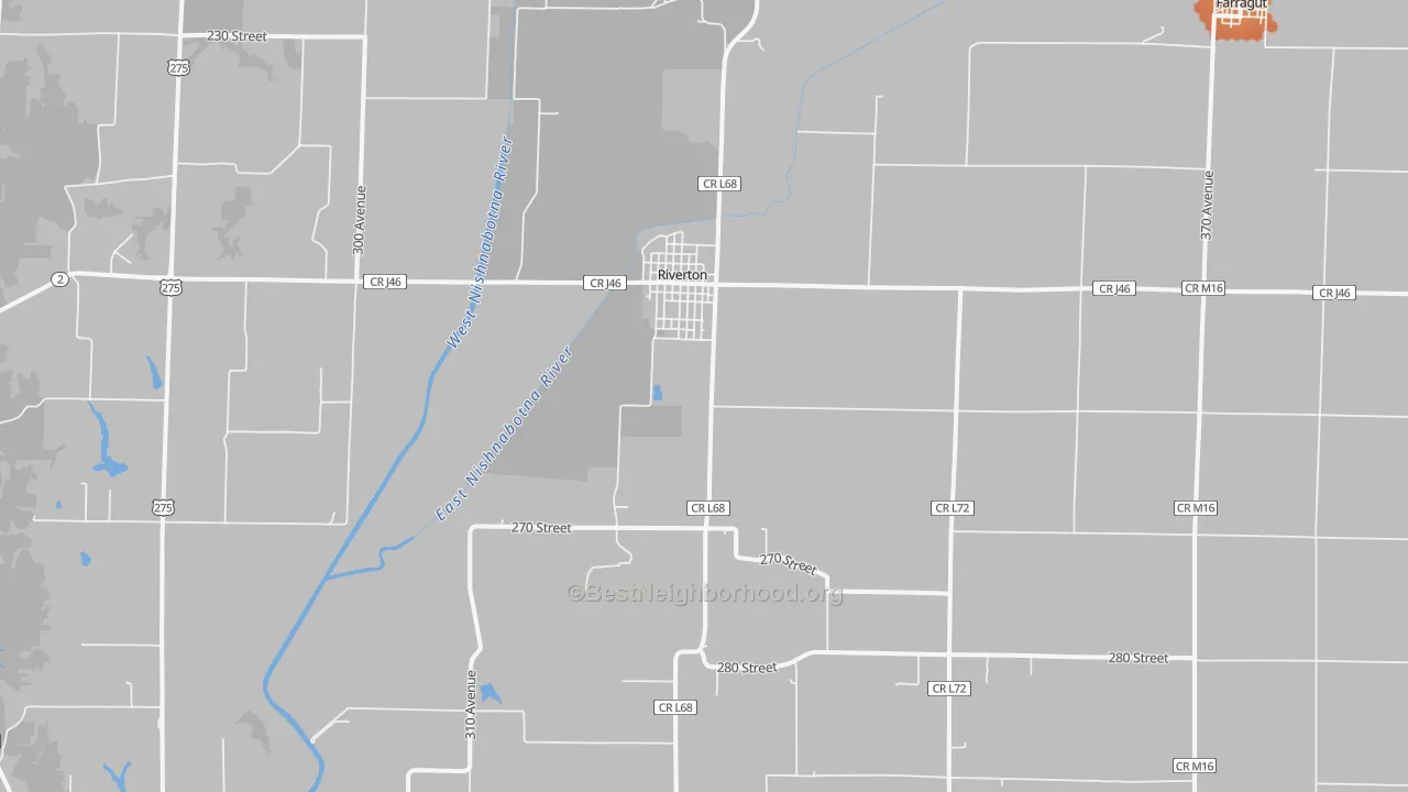 Bike Grade map of Riverton, IA