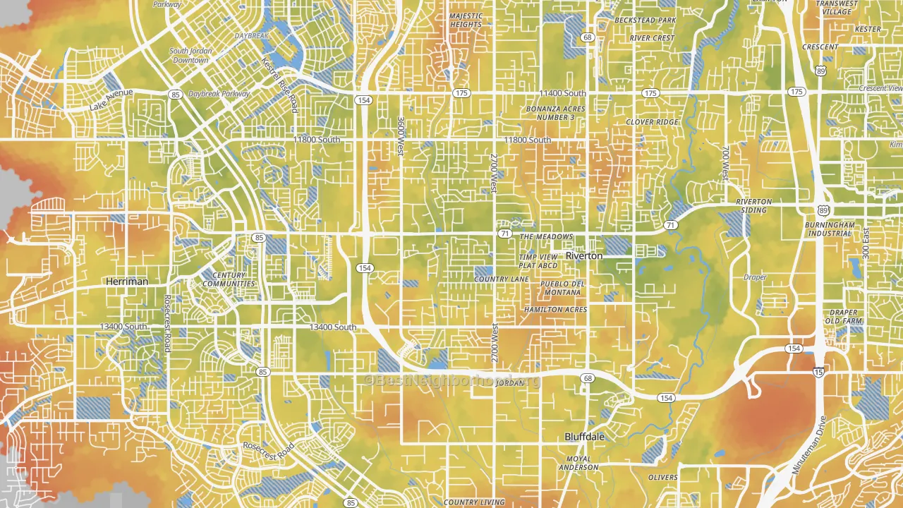 Bike Grade map of Riverton, UT