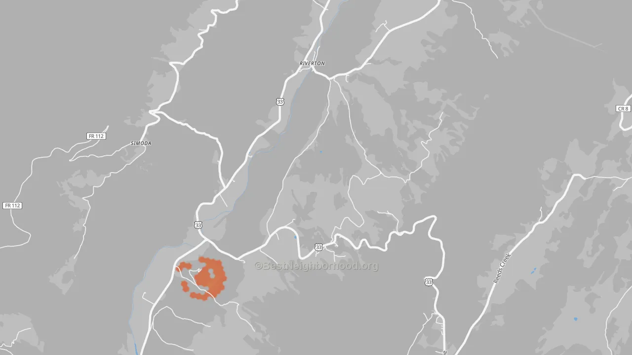 Bike Grade map of Riverton, WV