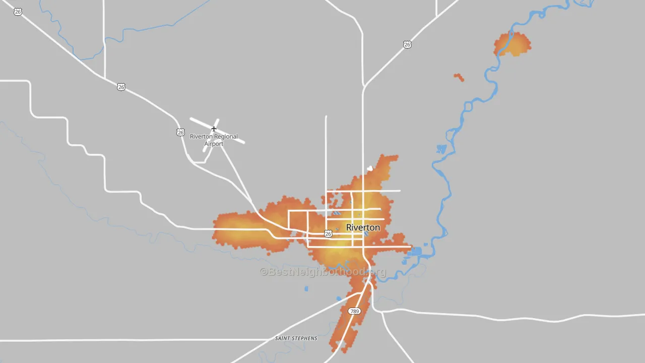 Bike Grade map of Riverton, WY