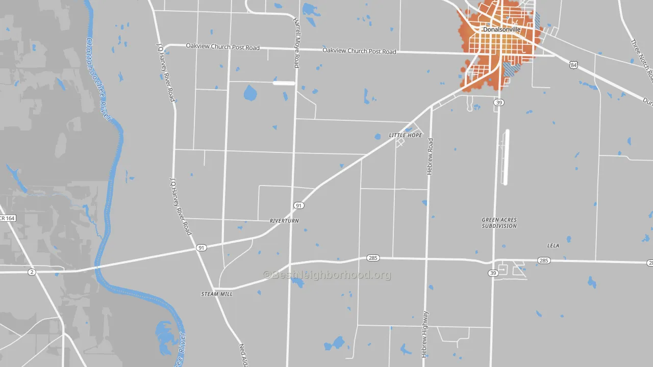 Bike Grade map of Riverturn, GA