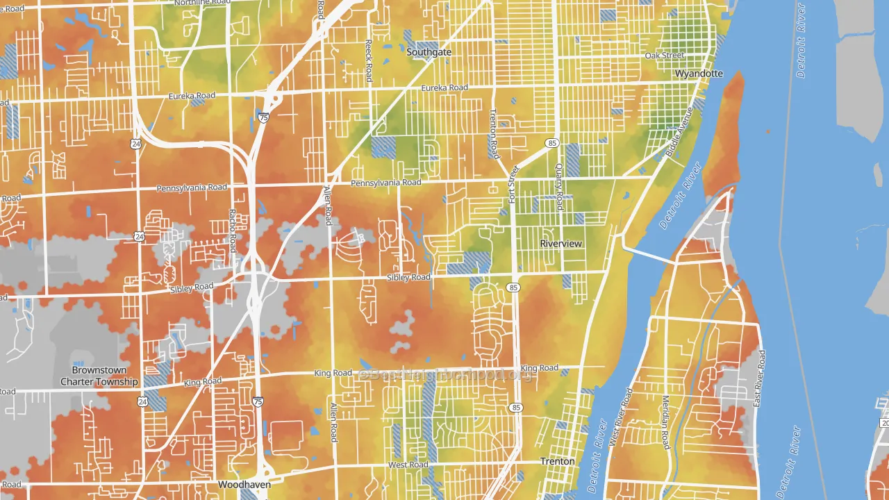 Bike Grade map of Riverview, MI