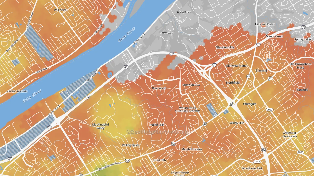 Bike Grade map of Riverwood, KY