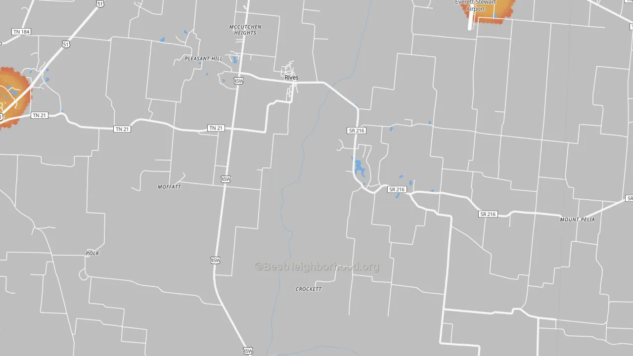 Bike Grade map of Rives, TN