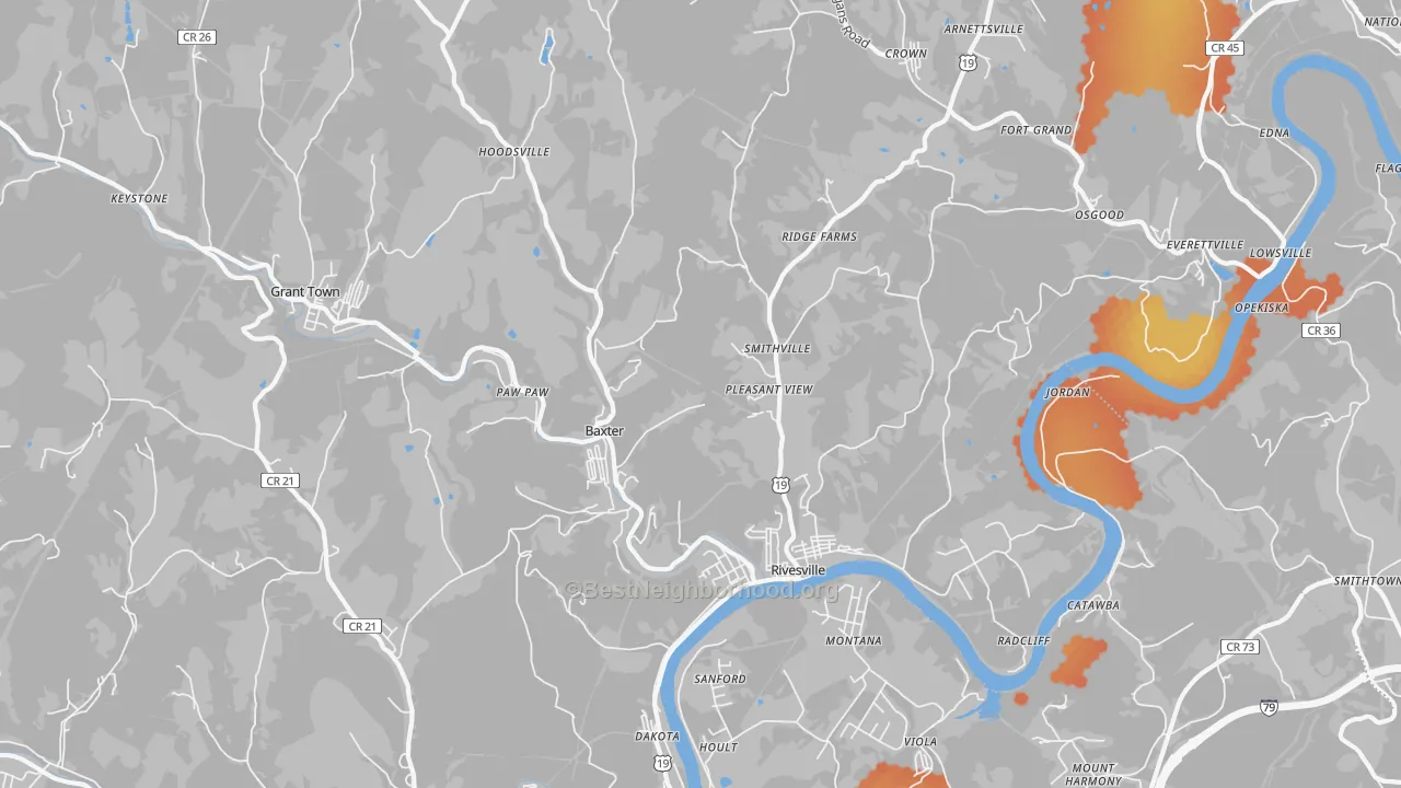 Bike Grade map of Rivesville, WV