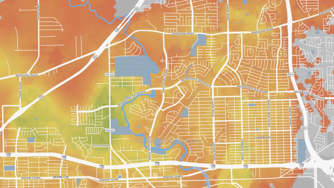 Bike Grade map of Riviera East, Houston, TX