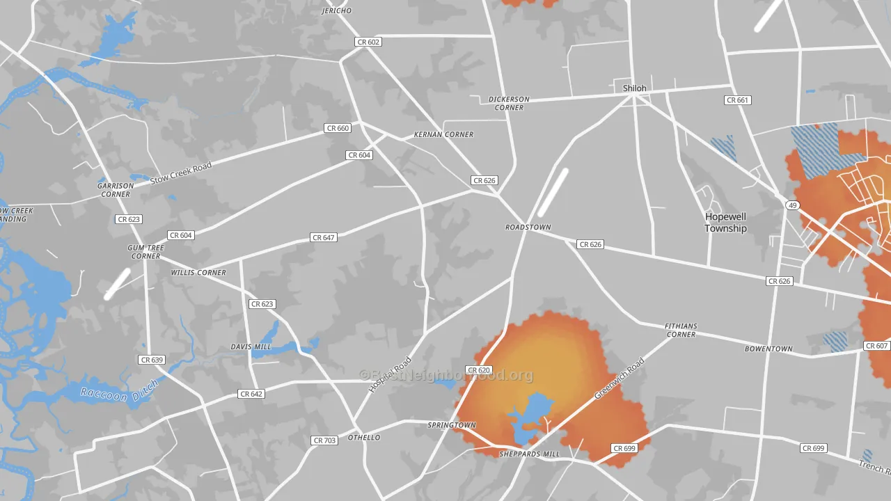 Bike Grade map of Roadstown, NJ