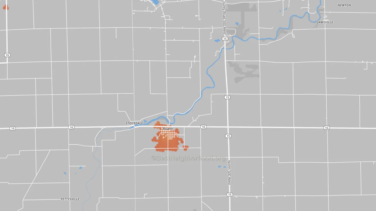 Bike Grade map of Roann, IN