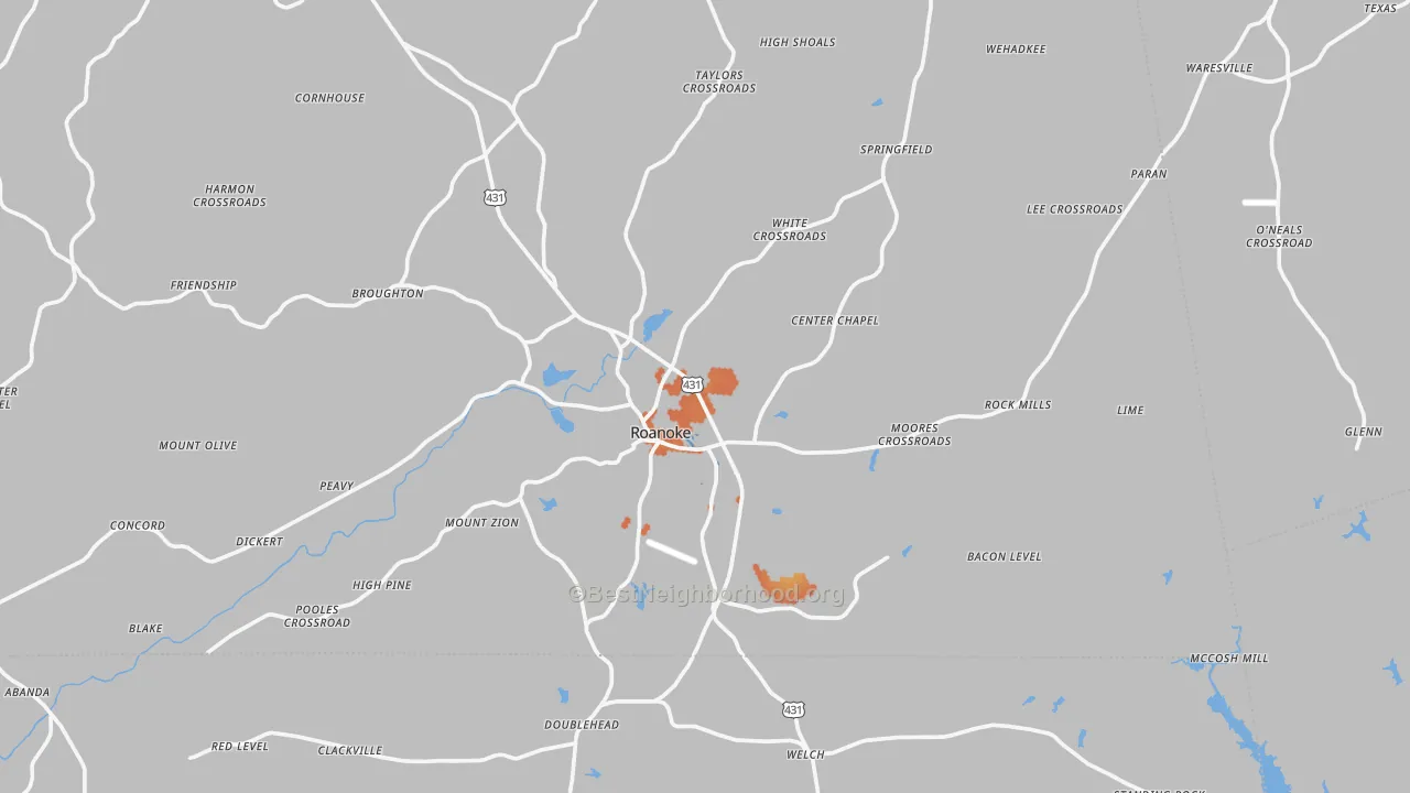 Bike Grade map of Roanoke, AL