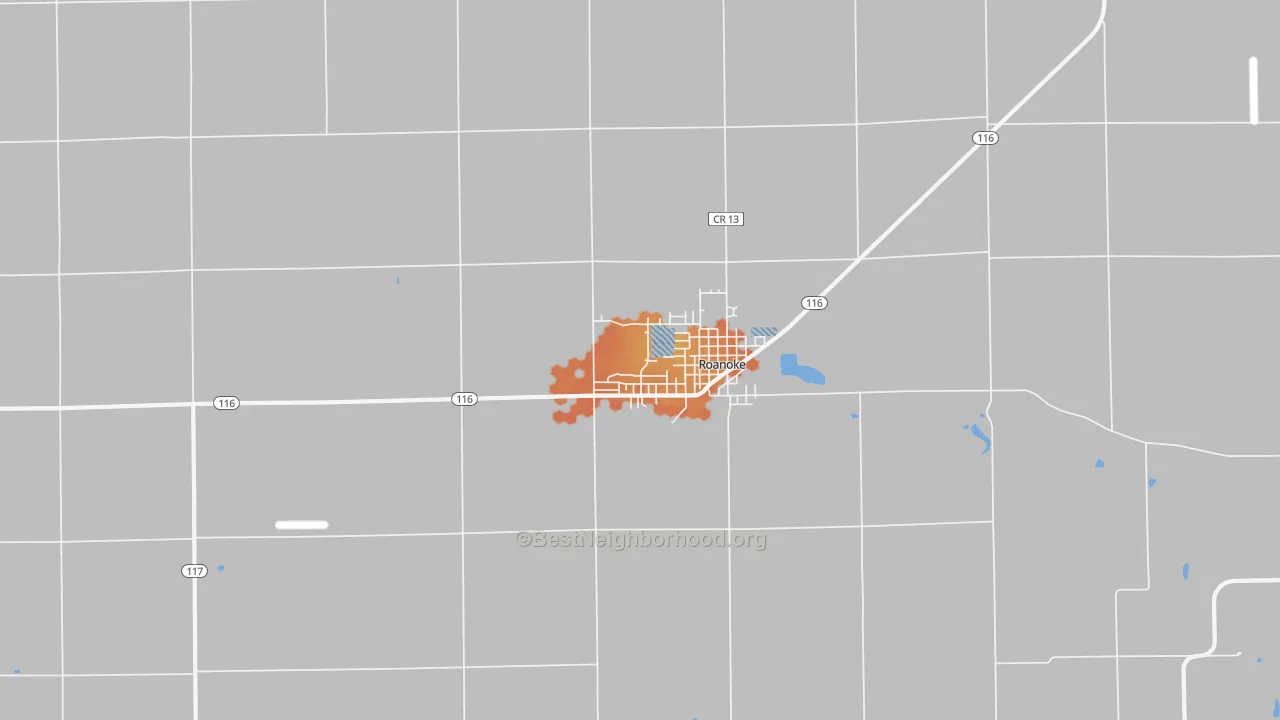 Bike Grade map of Roanoke, IL