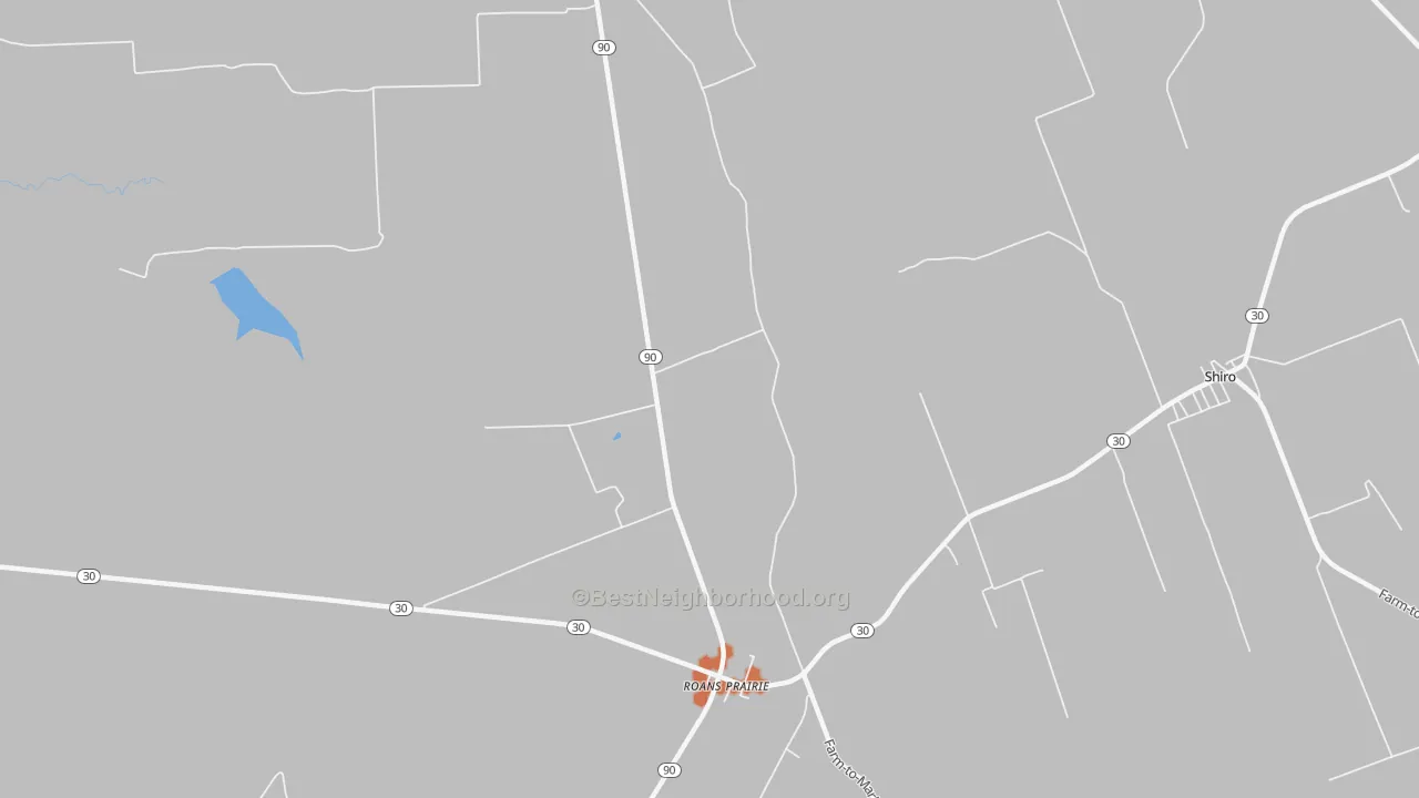 Bike Grade map of Roans Prairie, TX