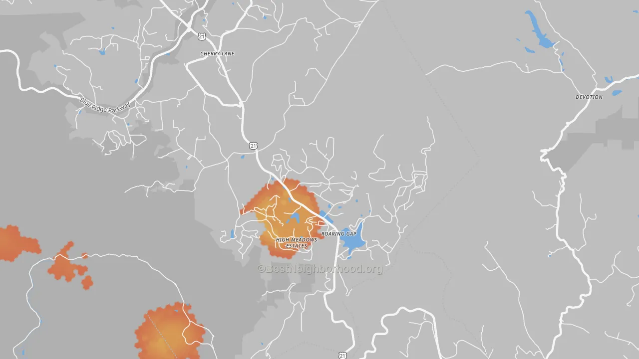 Bike Grade map of Roaring Gap, NC