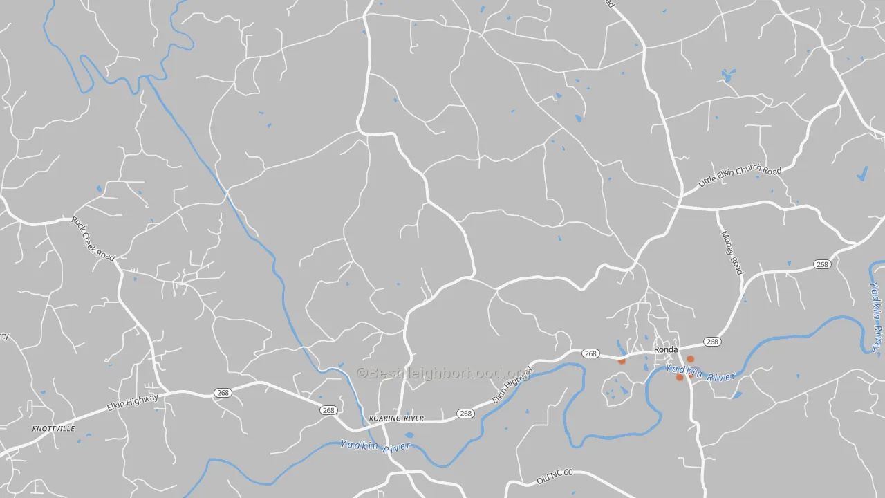 Bike Grade map of Roaring River, NC