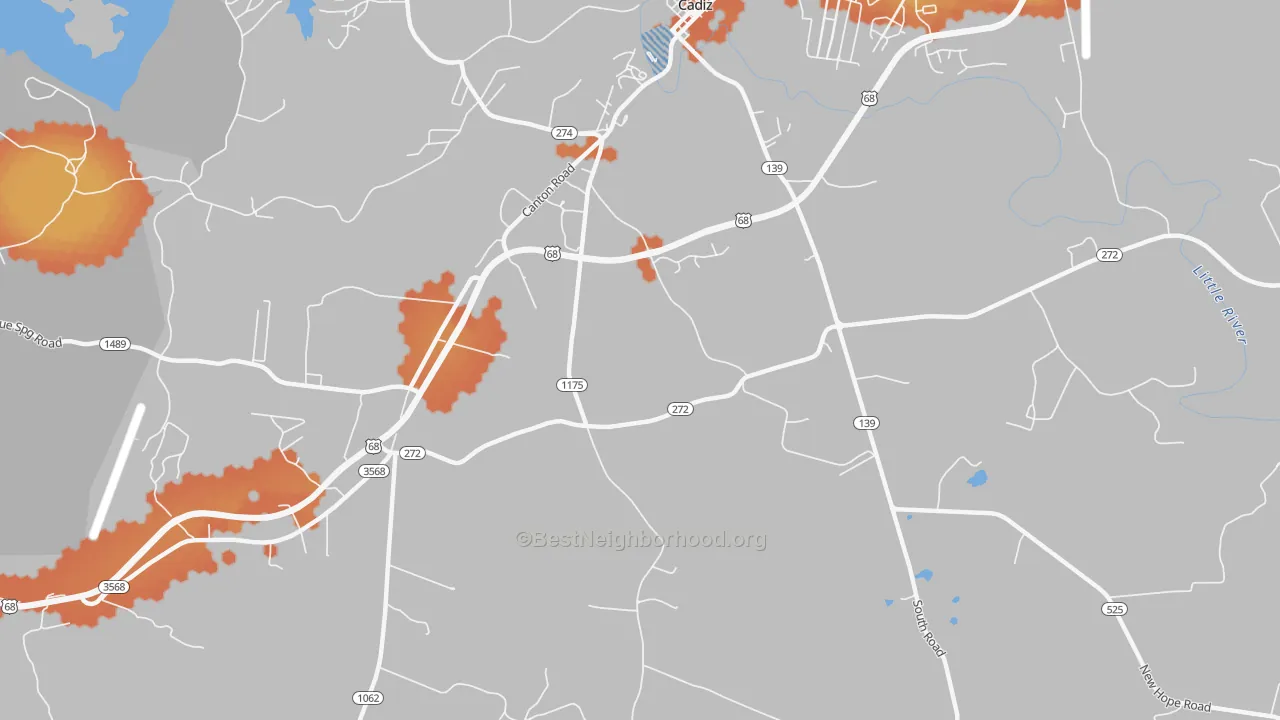 Bike Grade map of Roaring Spring, KY