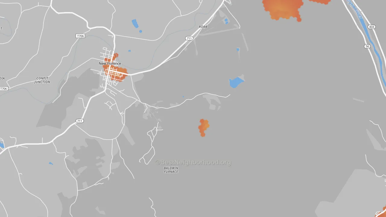Bike Grade map of Robb, PA