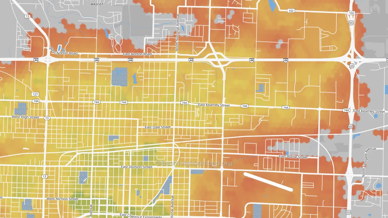 Bike Grade map of Robberson, Springfield, MO