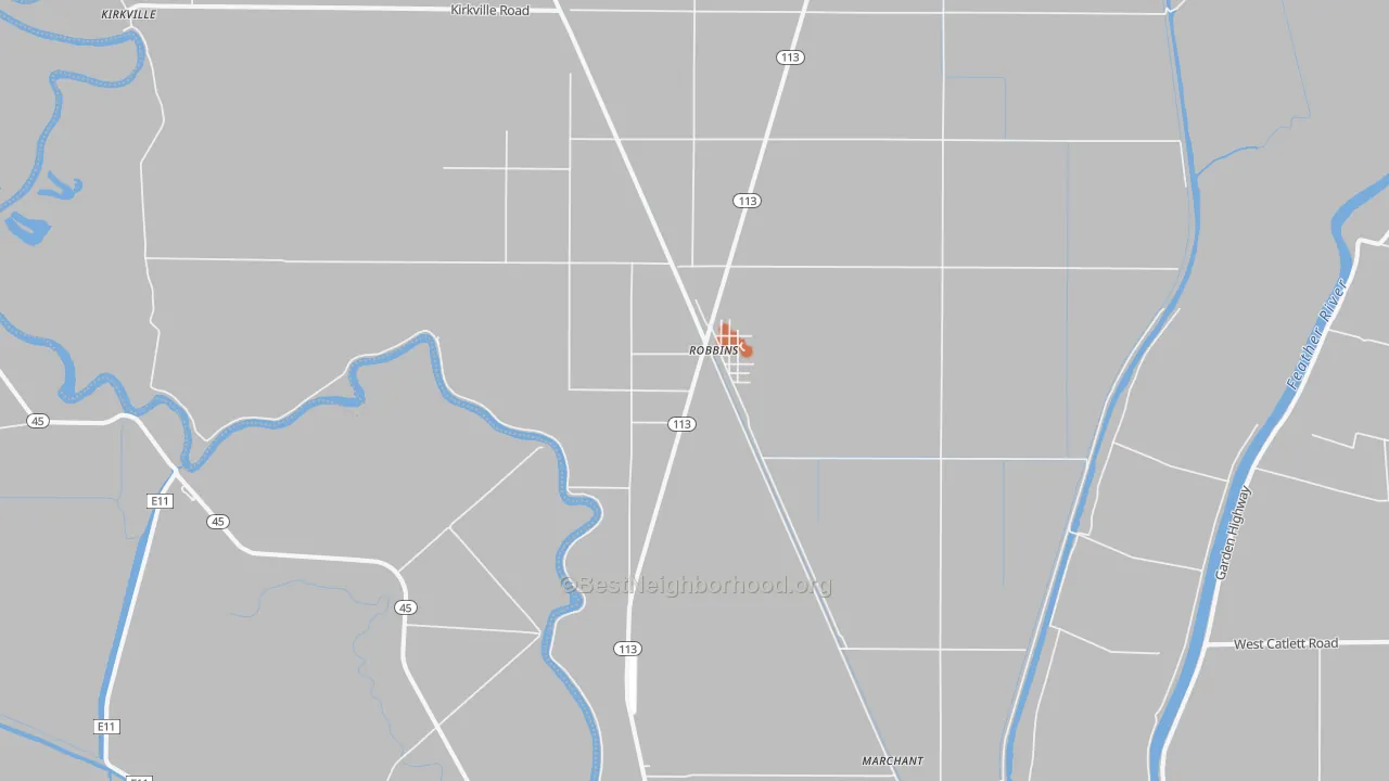 Bike Grade map of Robbins, CA