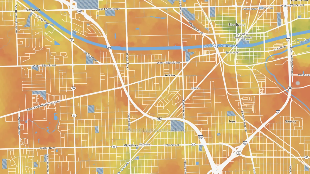 Bike Grade map of Robbins, IL