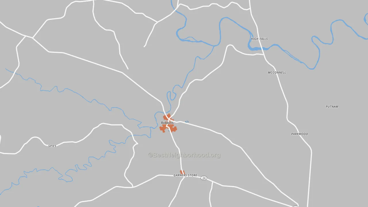 Bike Grade map of Robbins, NC