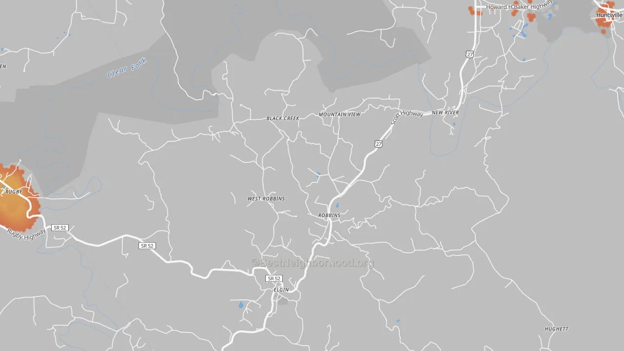Bike Grade map of Robbins, TN
